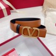 Pari all'originale replica Valentino VLogo Reversibile Cintura 30mm Marrone e Nero Vitello