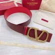 Valentino VLogo Reversible Belt 70mm Burgundy and Rosso Calfskin