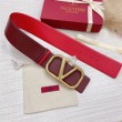 Valentino VLogo Reversible Belt 70mm Burgundy and Rosso Calfskin