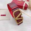 Valentino VLogo Reversible Belt 70mm Burgundy and Rosso Calfskin