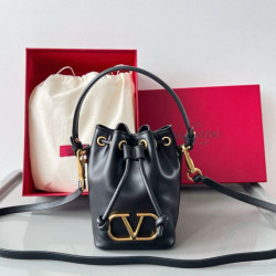 Valentino VLogo Signature Mini Bucket Borse Imitazioni Nero Calfskin