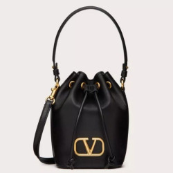 Valentino VLogo Signature Mini Bucket Borse Imitazioni Nero Calfskin