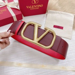 Replica Perfette Valentino VLogo Reversible Belt 70mm Burgundy and Rosso Calfskin imitazioni
