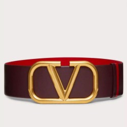 Replica Perfette Valentino VLogo Reversible Belt 70mm Burgundy and Rosso Calfskin imitazioni