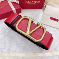 Replica Perfette Valentino VLogo Cintura reversibile 70mm vitello nera e rossa imitazioni