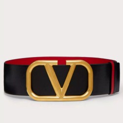 Replica Perfette Valentino VLogo Cintura reversibile 70mm vitello nera e rossa imitazioni