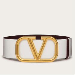 Replica Perfette Qualità superiore replica Valentino VLogo Cintura reversibile 70mm vitello bianca e nera imitazioni