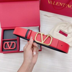 Replica Perfette Alta gamma replica Valentino VLogo Cintura reversibile 40mm vitello nera e rossa imitazioni