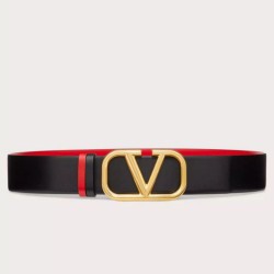 Replica Perfette Alta gamma replica Valentino VLogo Cintura reversibile 40mm vitello nera e rossa imitazioni