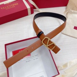 Replica Perfette Pari all'originale replica Valentino VLogo Reversibile Cintura 30mm Marrone e Nero Vitello imitazioni