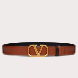 Replica Perfette Pari all'originale replica Valentino VLogo Reversibile Cintura 30mm Marrone e Nero Vitello imitazioni
