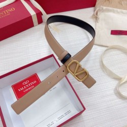 Replica Perfette Valentino VLogo Cintura Reversibile 30mm Beige e Nero Vitello imitazioni