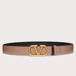 Replica Perfette Valentino VLogo Cintura Reversibile 30mm Beige e Nero Vitello imitazioni