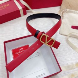 Replica Perfette Valentino VLogo Cintura Reversibile 30mm Nero e Rosso Vitello imitazioni