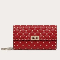 Riproduzione Fedele Valentino Rockstud Spike Chain Clutch Agnello Rossa imitazioni