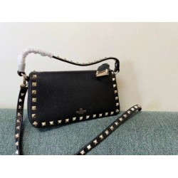 Valentino Rockstud Piccolo Crossbody Borsa Nero Vitello Granulato Valentino Rockstud Piccolo Crossbody Borsa Nero Vitello Granulato