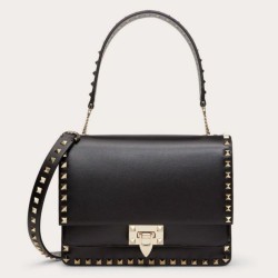 Riproduzione Fedele Valentino Rockstud Crossbody Borsa Nero Vitello imitazioni