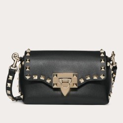 Riproduzione Fedele Valentino Mini Rockstud Crossbody Borse Replica Nero Vitello imitazioni