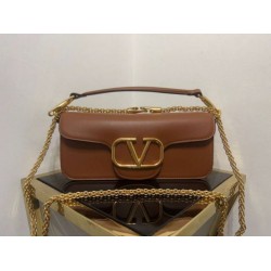 Valentino Loco Grande Borsa A Tracolla Marrone Vitello