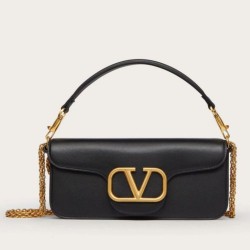 Replica Perfette Valentino Loco Grande Borsa A Tracolla Nero Vitello imitazioni