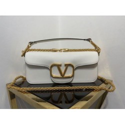 Valentino Loco Grande Borsa A Tracolla Bianco Vitello