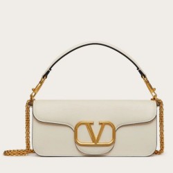 Valentino Loco Grande Borsa A Tracolla Bianco Vitello