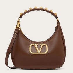 Replica Perfette Valentino Stud Sign Hobo Borsa Marrone Scuro imitazioni
