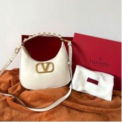 Valentino Stud Sign Hobo Borse Replica Bianco Vitello qualità specchio Replica Perfette Valentino Stud Sign Hobo Borse Bianco Vitello imitazioni