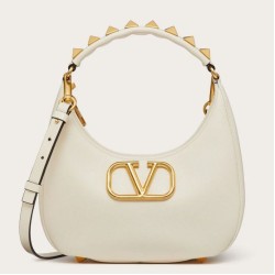 Replica Perfette Valentino Stud Sign Hobo Borse  Bianco Vitello imitazioni