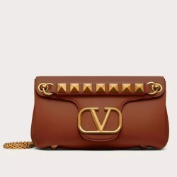 Replica Perfette Valentino Stud Sign Borse a tracolla Marrone Nappa imitazioni