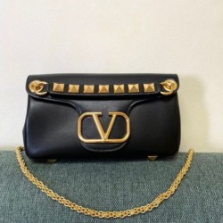 Valentino Stud Sign Borse a tracolla Nero Nappa Replica qualità specchio Replica Perfette Valentino Stud Sign Borse a tracolla Nero Nappa imitazioni