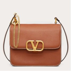Riproduzione Fedele fedele Valentino Vsling Grande Borse a tracolla Marrone Vitello Granulato imitazioni