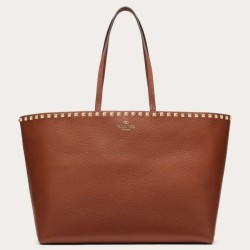 Riproduzione Fedele Valentino Rockstud Shopping Bora Pari all'originale replica Grande Marrone imitazioni