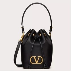 Replica Perfette Valentino VLogo Signature Mini Bucket Borse Imitazioni Nero Calfskin imitazioni