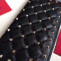 Qualità Specchio Replica fedele Valentino Rockstud Spike Zip Portafoglio Noir Agnello Riproduzione Fedele fedele Valentino Rockstud Spike Zip Portafoglio Noir Agnello imitazioni