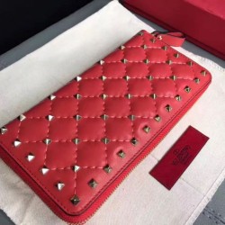 Qualità Specchio Replica Valentino Rockstud Spike Zip Portafoglio Rosso Agnello Riproduzione Fedele Valentino Rockstud Spike Zip Portafoglio Rosso Agnello imitazioni