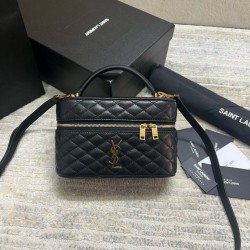 Riproduzione Fedele Borse Replica mini Saint Laurent Gaby Vanity agnello nera imitazioni