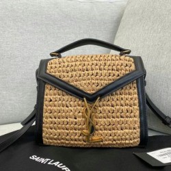 Riproduzione Fedele Borsa Saint Laurent Cassandra Mini Top Handle rafia imitazioni