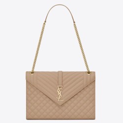 Riproduzione Fedele Borsa Saint Laurent Envelope grande martellata beige matelassé imitazioni