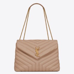 Riproduzione Fedele Borsa Saint Laurent Loulou media matelassé beige imitazioni