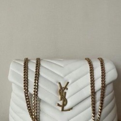 Riproduzione Fedele Borsa Saint Laurent Loulou media matelassé bianca imitazioni