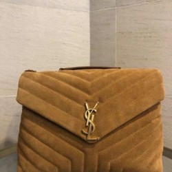 Qualità Specchio Replica Borse Alta Qualità Saint Laurent Loulou media scamosciata marrone Riproduzione Fedele Borse Replica Alta Qualità Saint Laurent Loulou media scamosciata marrone imitazioni