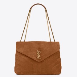 Riproduzione Fedele Borse Replica Alta Qualità Saint Laurent Loulou media scamosciata marrone imitazioni
