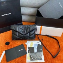 Riproduzione Fedele Borsa Saint Laurent So Nero Puffer Toy agnello nera imitazioni