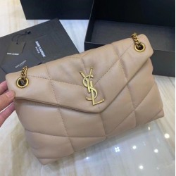 Qualità Specchio Replica Borsa piccola Saint Laurent Borsa Loulou Puffer agnello beige Riproduzione Fedele Borsa piccola Saint Laurent Borsa Loulou Puffer agnello beige imitazioni