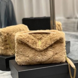 Qualità Specchio Replica Borse Firmate Saint Laurent Loulou piccola montone beige Riproduzione Fedele Borse Firmate Replica Saint Laurent Loulou piccola montone beige imitazioni