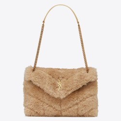Riproduzione Fedele Borse Firmate Replica Saint Laurent Loulou piccola montone beige imitazioni