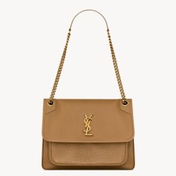 Riproduzione Fedele Borse Replica media Saint Laurent Niki a catena agnello martellata sughero scuro imitazioni
