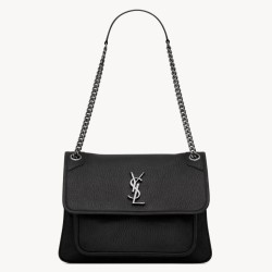 Riproduzione Fedele Borsa media Saint Laurent Niki a catena agnello martellata nera imitazioni