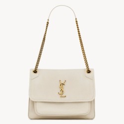 Riproduzione Fedele Borsa media Saint Laurent Niki a catena agnello martellata bianca imitazioni
